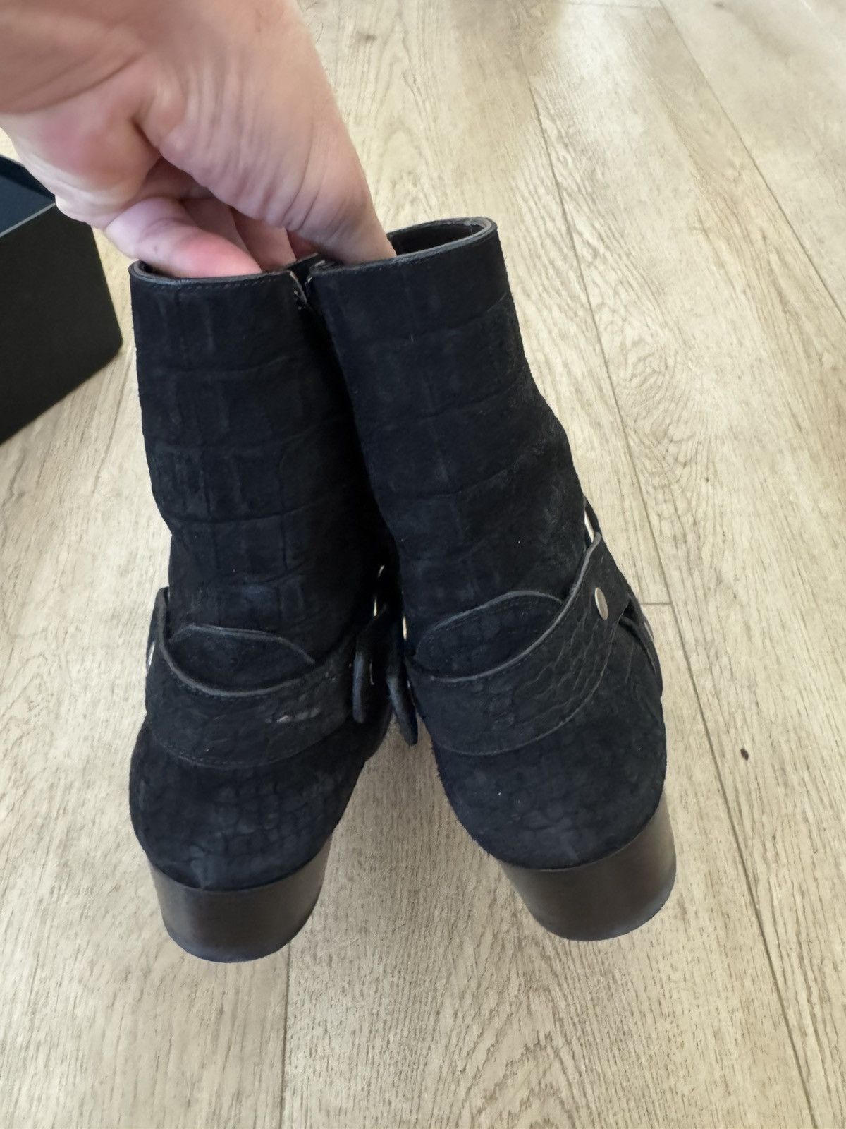 Saint Laurent Paris Croc Embossed Harness Wyatts Size US 8 / EU 41 - 5 Thumbnail