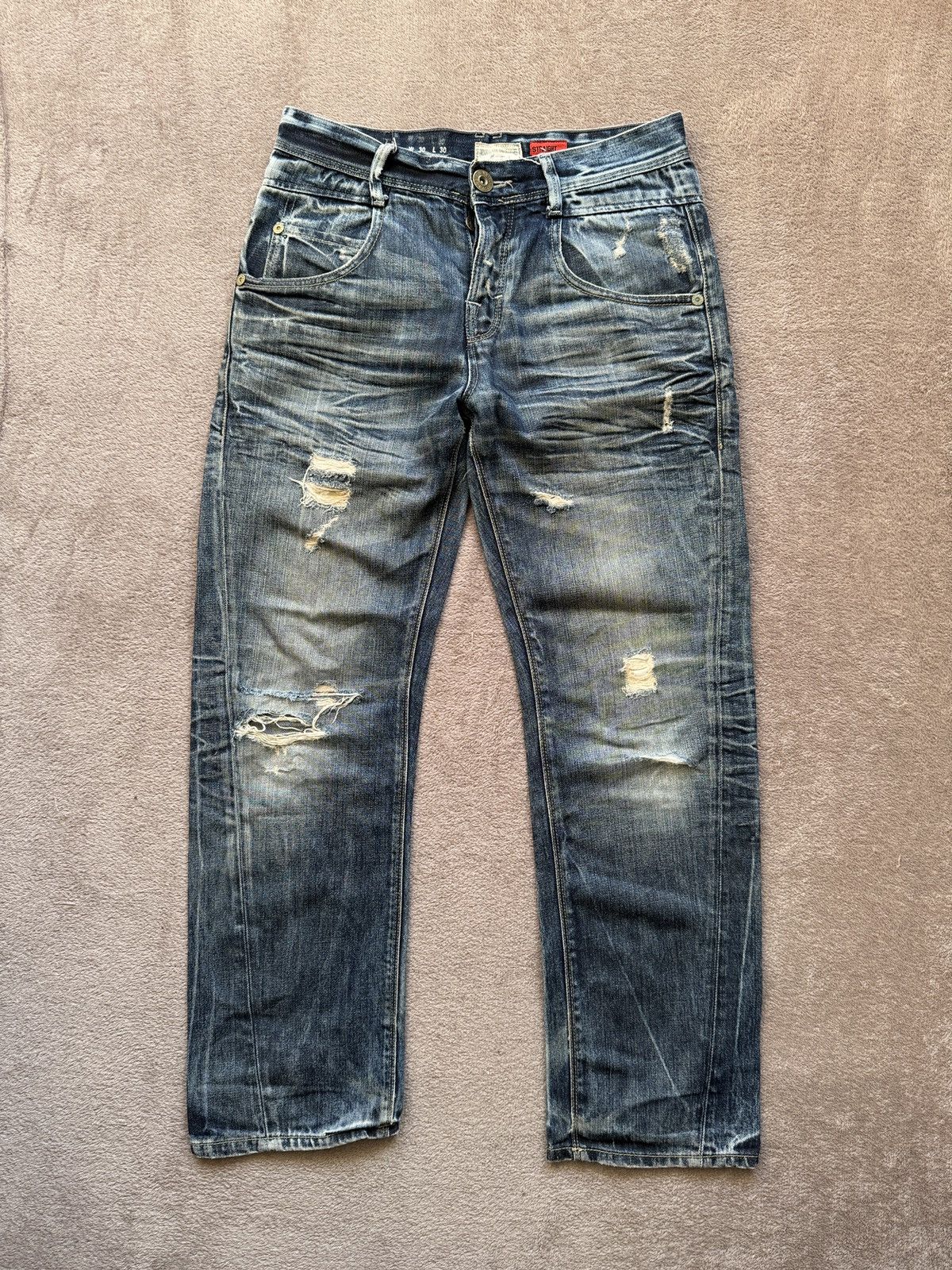 Japanese Brand Sick Y2K Mudwash Distressed Ripped Jeans LGB Ifsixwasnine Size US 32 / EU 48 - 2 Thumbnail