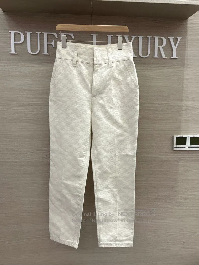 Fendi Fendi White light logo print old flower pants Size 27" / US 4 / IT 40 - 1 Thumbnail