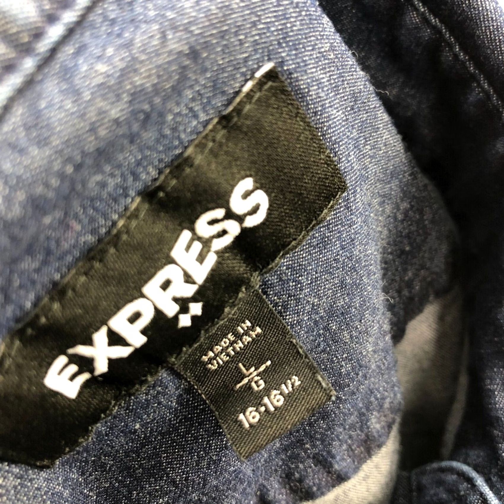 Express Express Blue Button Long Sleeve Shirt Mens 16/16.5 Cotton Casual Collar Shirt NS-1 Size US XL / EU 56 / 4 - 3 Thumbnail