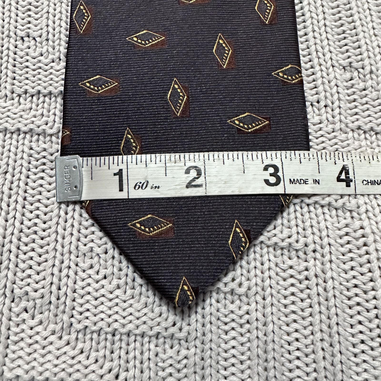 Hugo Boss Hugo Boss brown geometric diamond Italian silk tie Size ONE SIZE - 5 Thumbnail