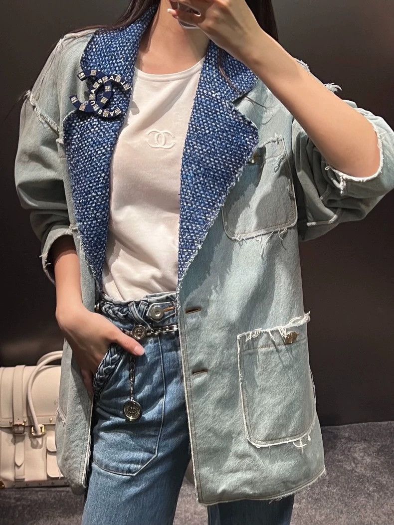 Chanel Chanel 20P fine flash lapel four-pocket denim jacket Size S / US 4 / IT 40 - 3 Thumbnail