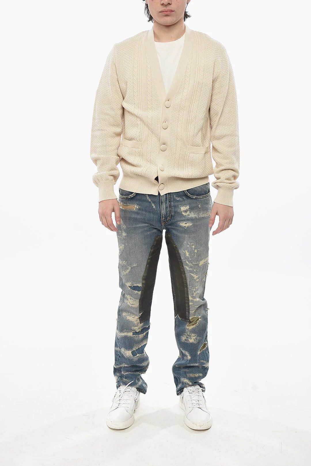 Givenchy og1mm0326 Cotton Cable-Knit Cardigan in White Size US S / EU 44-46 / 1 - 4 Thumbnail