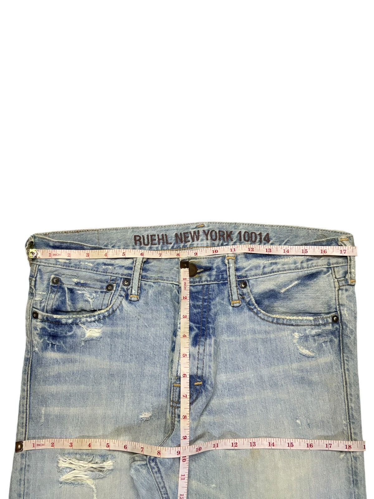 Ruehl No. 925 Vintage Ruehl Button Fly Bleached Distress Loose Baggy Jeans Size US 35 - 10 Thumbnail