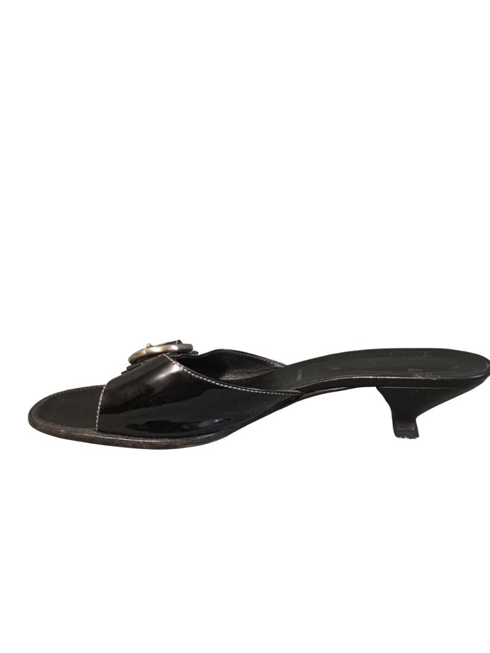 Prada PRADA Black Big Buckle Patent Leather Kitten Heels EU 40 Size US 10 / IT 40 - 2 Thumbnail