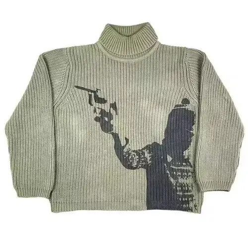 Aran Isles Knitwear × Handmade stylish Japanese sweater in vintage style Size US L / EU 52-54 / 3 - 1 Thumbnail