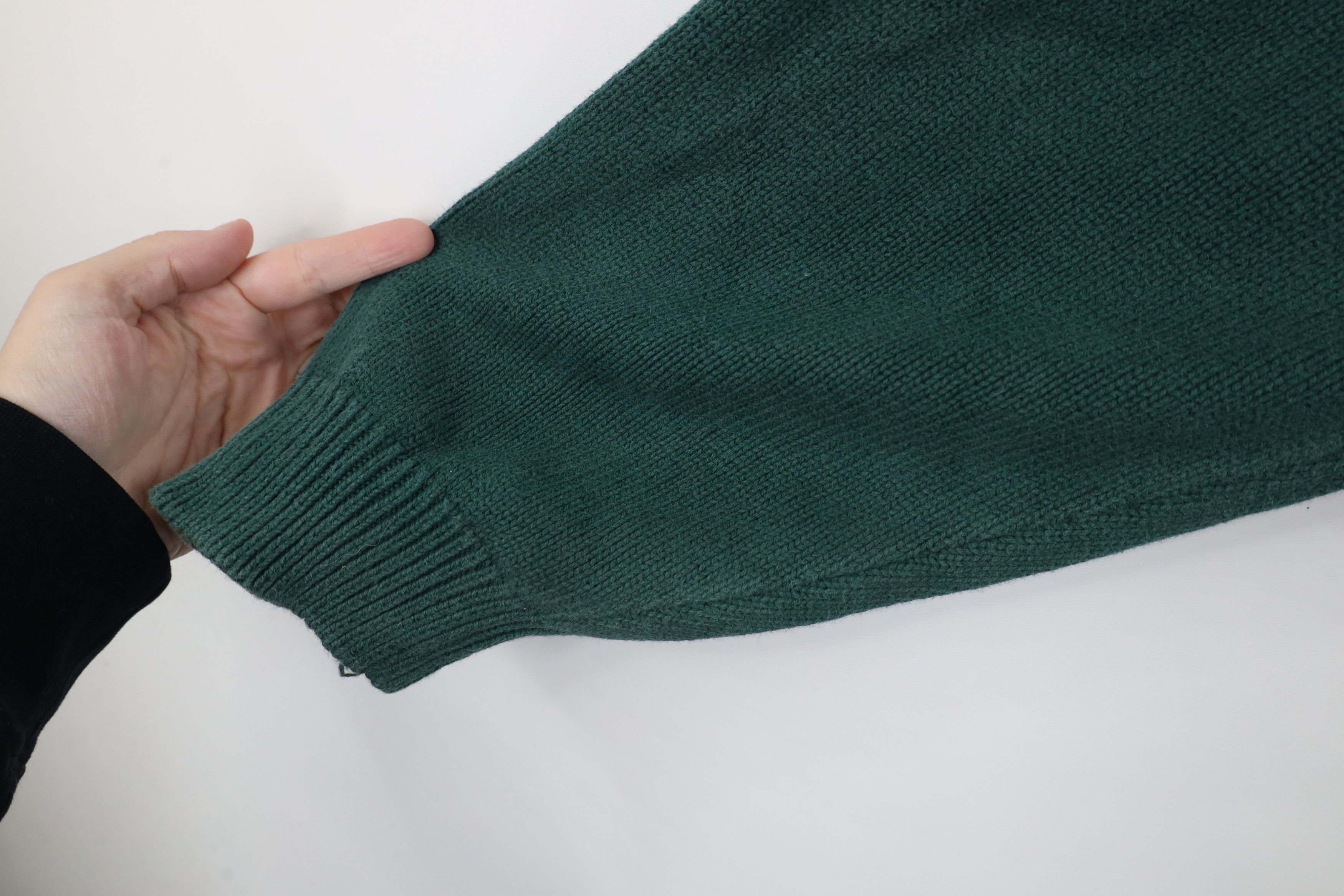 Lands' End × Vintage Vintage 90s Lands End Cotton Knit V-Neck Sweater Green USA Size US XXL / EU 58 / 5 - 5 Thumbnail