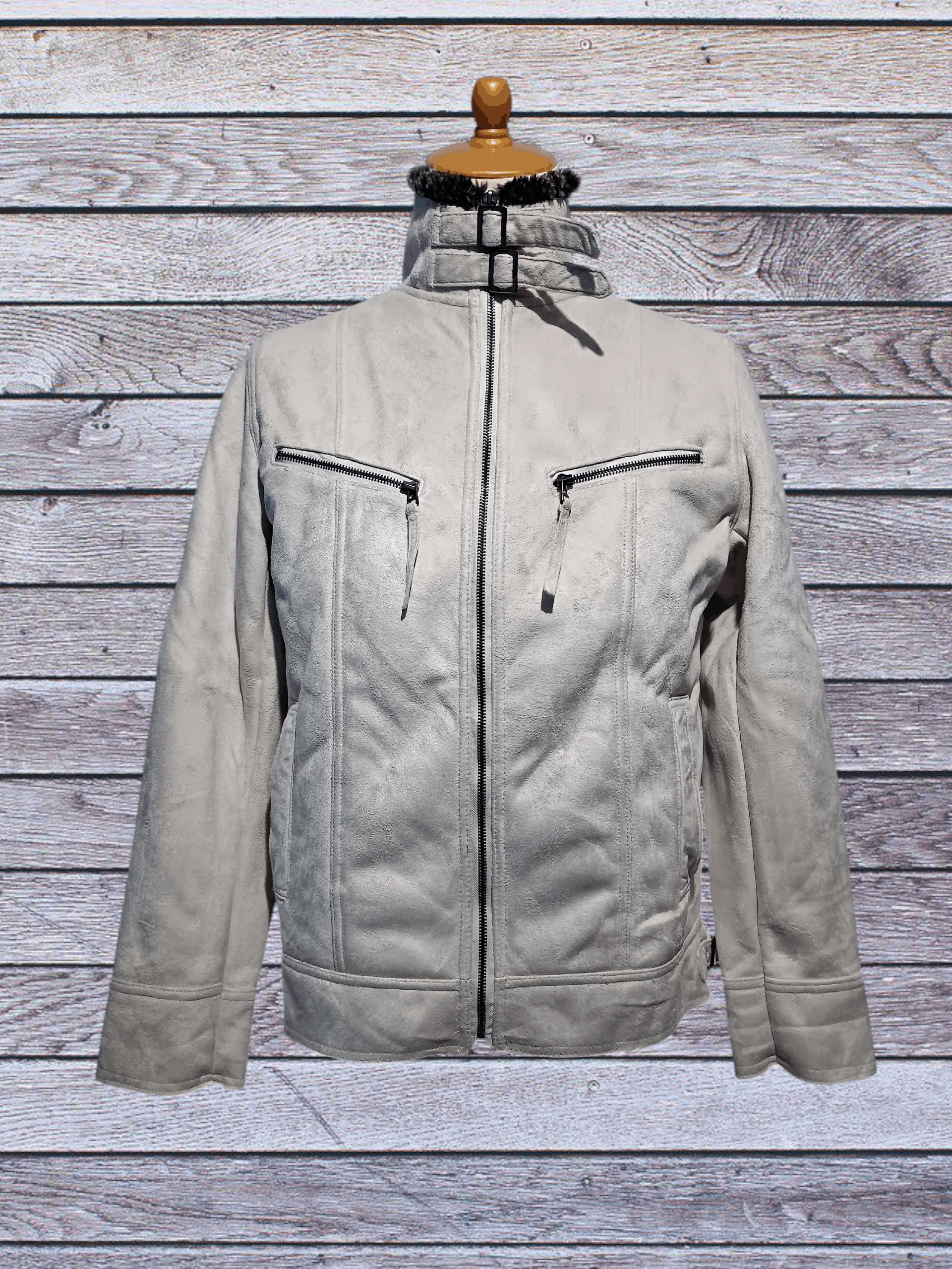 Faux Shearling Stand Collar Coat Jacket