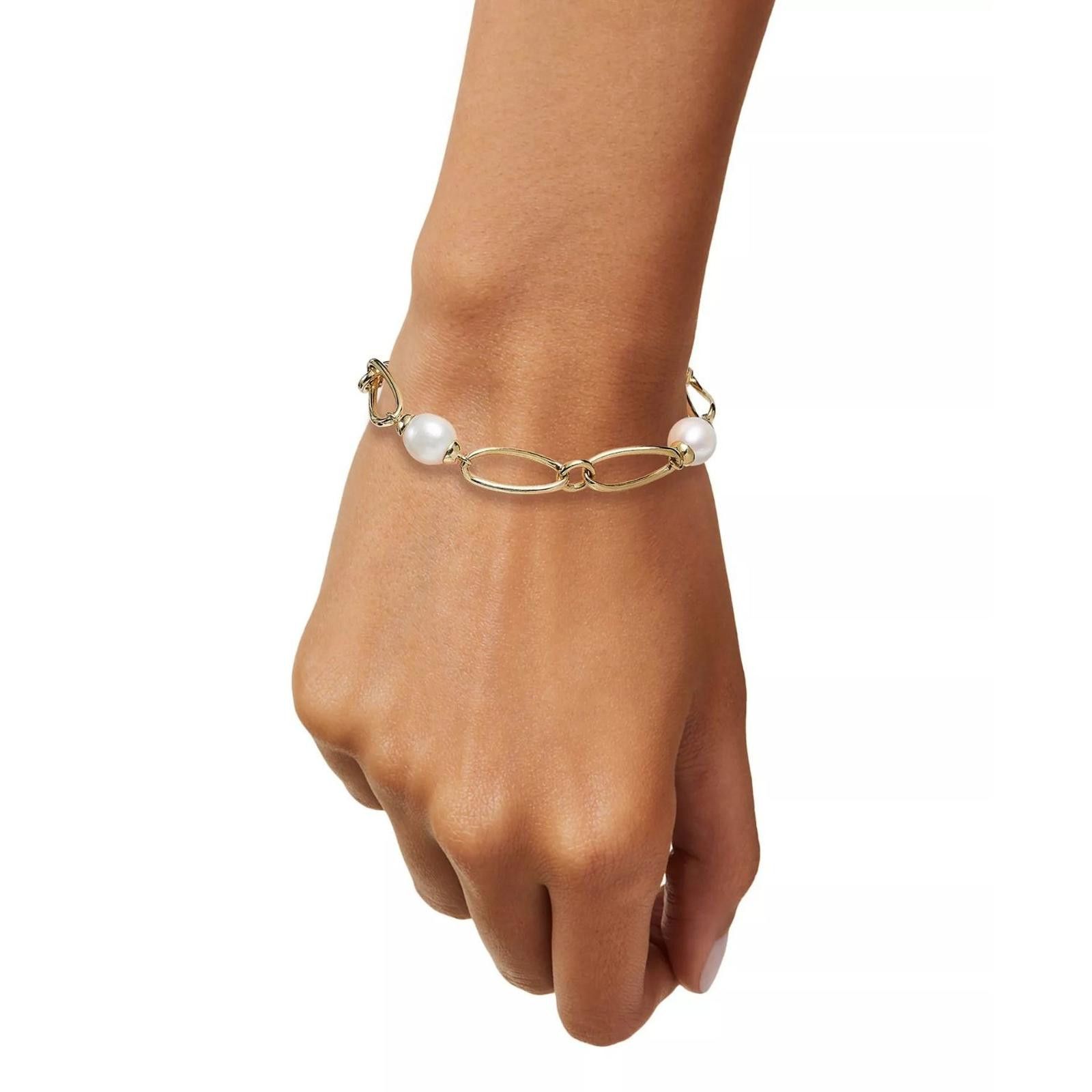 Macys Pearl Oval Link Bracelet in 14k Gold-Plated Sterling Silver Size ONE SIZE - 3 Thumbnail