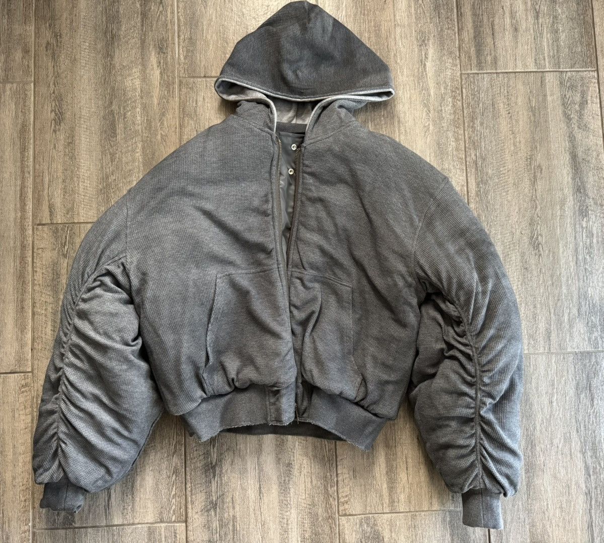 No Faith Studios NoFaithStudios BASIC REVERSIBLE WAFFLE BOMBER GREY Size US S / EU 44-46 / 1 - 2 Thumbnail