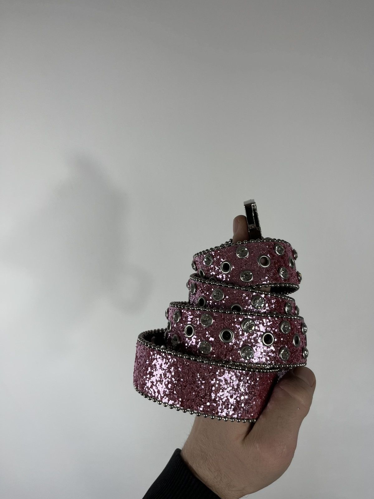 Other Avant Garde Pink Glitter Rhinestone Studded Belt 47in 120cm Size ONE SIZE - 3 Thumbnail