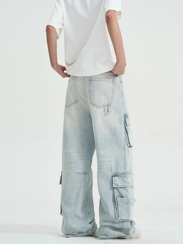 Japanese Brand × Jean Blue Cargo Stack Denim Jeans Size US 34 / EU 50 - 5 Thumbnail
