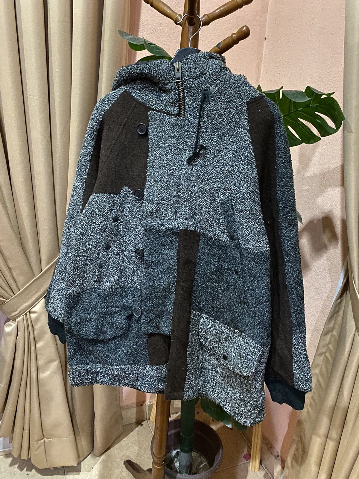 If Six Was Nine Hex Antistyle Patchwork Wool Jacket Avant-Garde Winter Coat Size US M / EU 48-50 / 2 - 2 Thumbnail