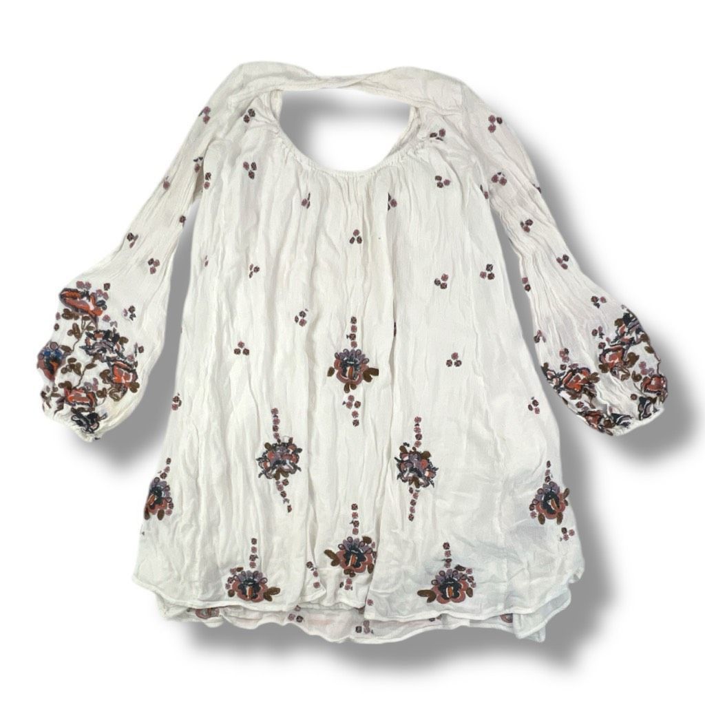 Free People Free People Oxford Embroidered Boho Mini Dress Size Extra Sm Size XS / US 0-2 / IT 36-38 - 4 Thumbnail