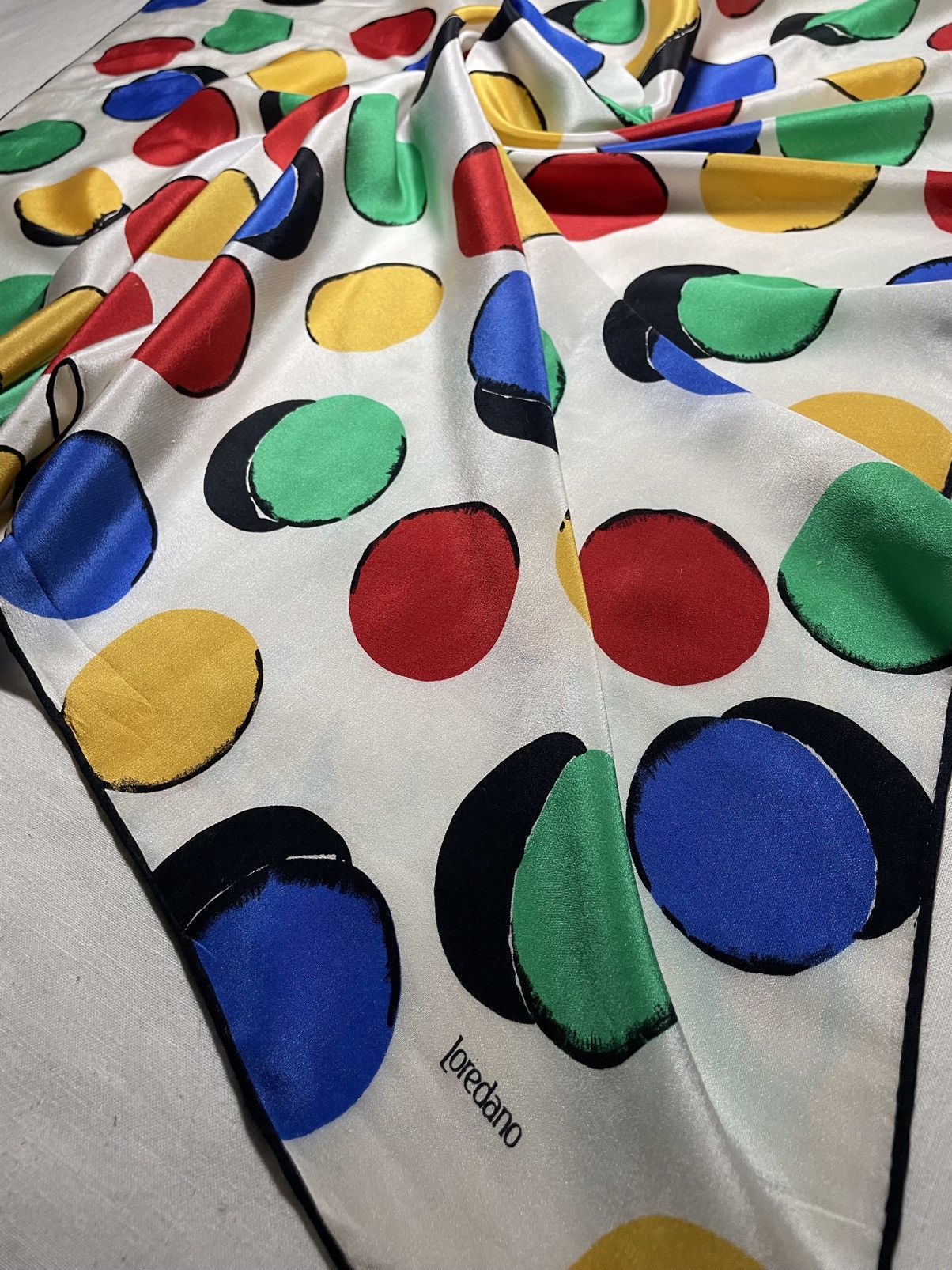 Vintage Loredano white polka dot silk scarf Size ONE SIZE - 1 Thumbnail