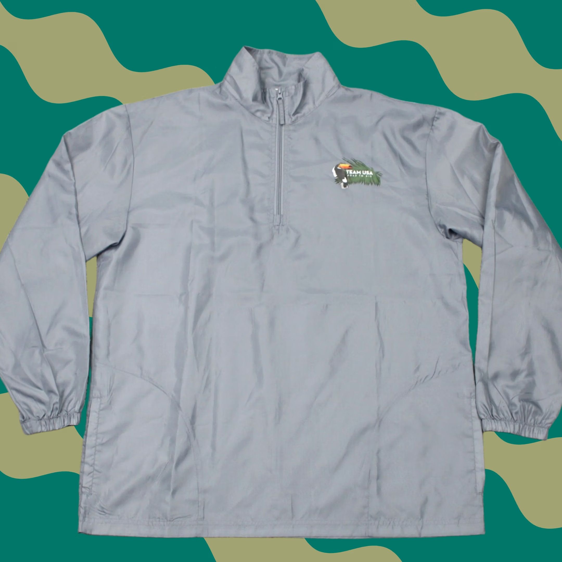 Logo 7 Team USA Windbreaker Jacket Men L Gray 1/4 Zip Rio Olympics Logo Pullover Size US L / EU 52-54 / 3 - 1 Thumbnail
