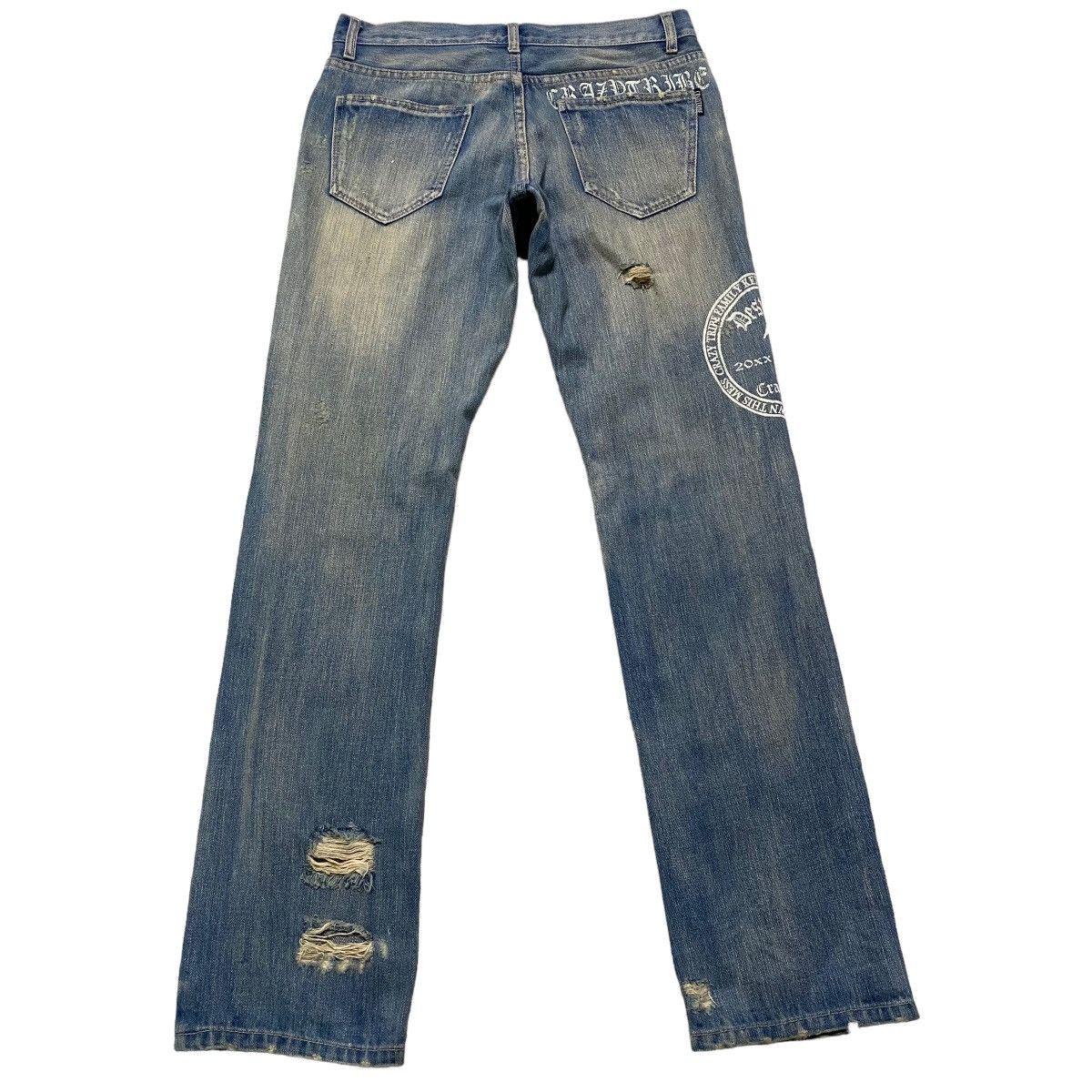 Japanese Brand CRAZY TRIBE Denim Thrashed Jeans Size US 31 - 3 Thumbnail