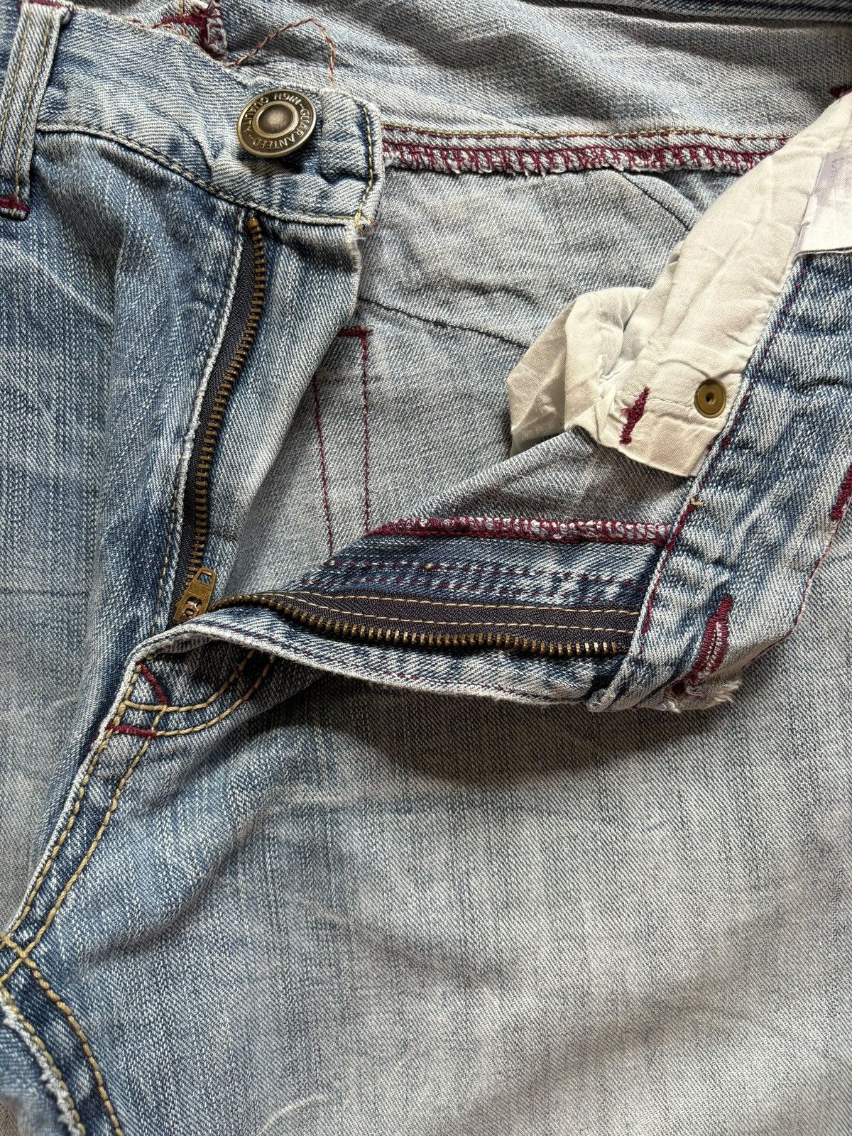 Japanese Brand Vintage Nylaus Embellished Distressed Loose Baggy Jeans Size US 32 / EU 48 - 9 Thumbnail