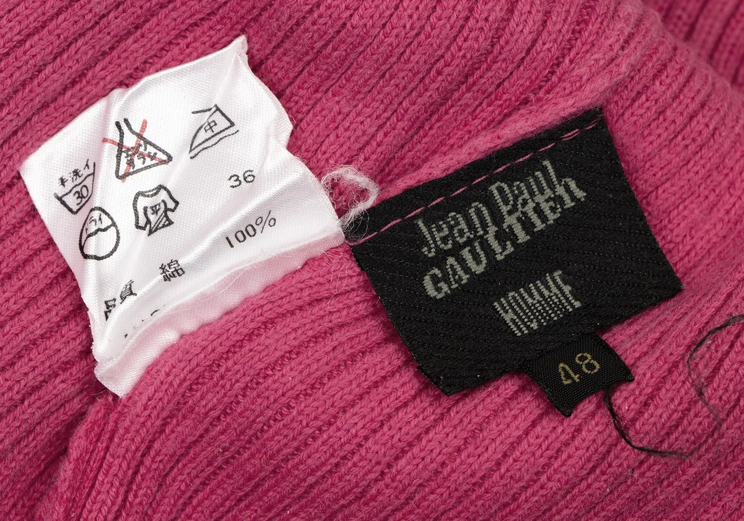 Jean Paul Gaultier Cotton Mock Neck Short Sleeve Rib Knit Sweater Pink 48 Size US M / EU 48-50 / 2 - 13 Thumbnail