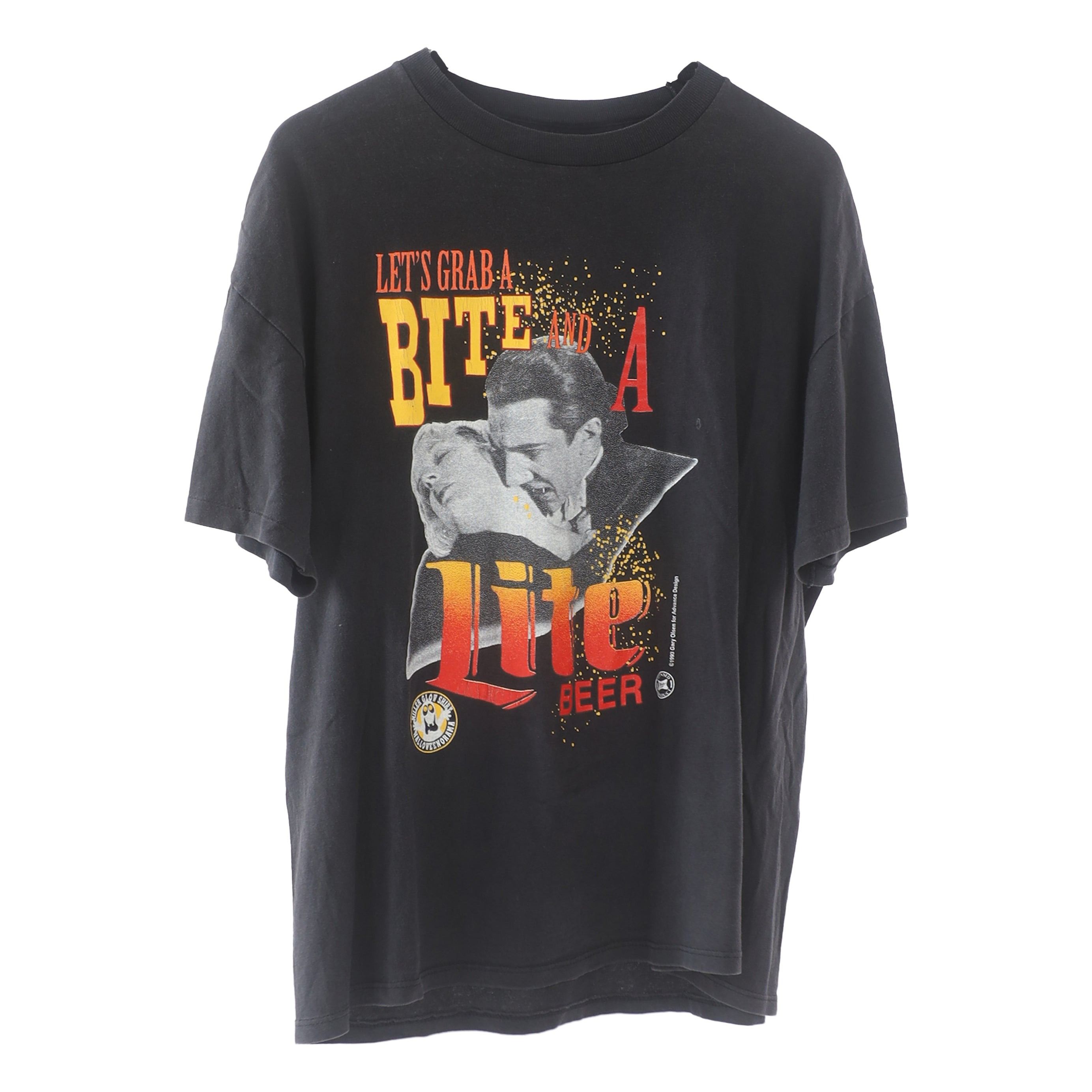 Vintage MILLER LITE BITE AND A LITE VAMPIRE TEE Size US L / EU 52-54 / 3 - 3 Thumbnail