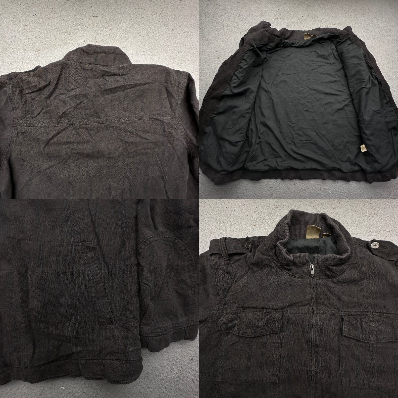 Vintage All-Son Jacket Striped Mens XL Zip Pockets Long Sleeve Shacket Military Black Size US XL / EU 56 / 4 - 8 Thumbnail