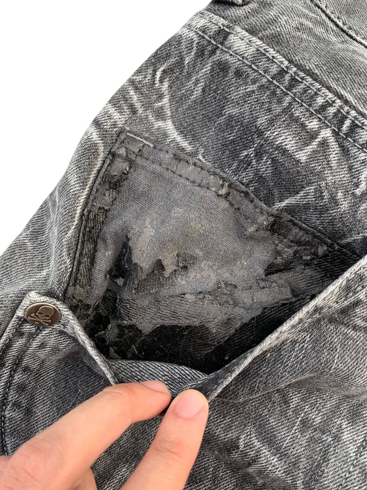 Kapital STUDED SKULL BONES WILD LIFE PUNK CLAWNMARK DISTRESSED DENIM Size US 29 - 17 Thumbnail