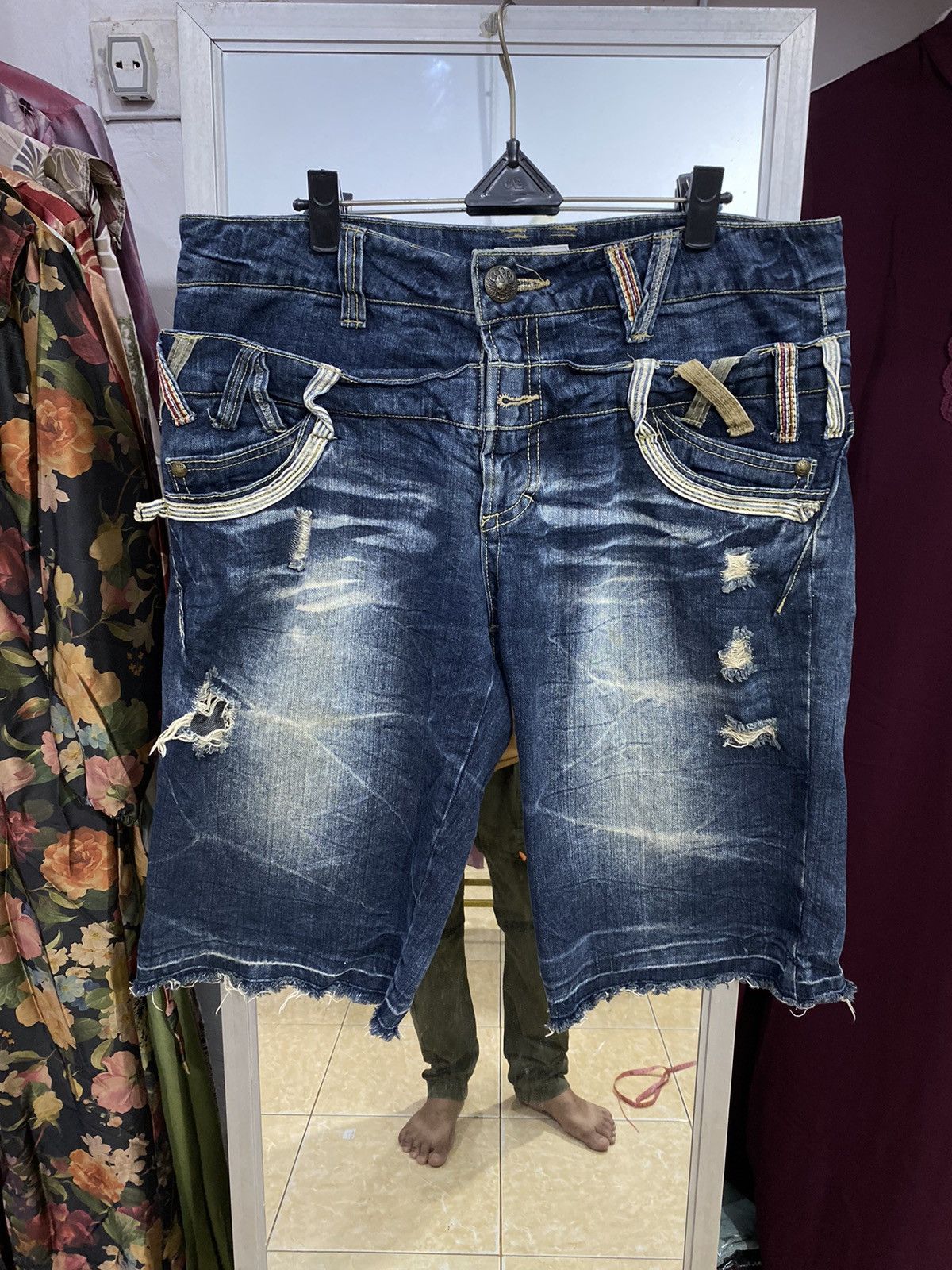 20471120 Y2K Sorridere double waist ripped Denim Size US 36 / EU 52 - 1 Thumbnail