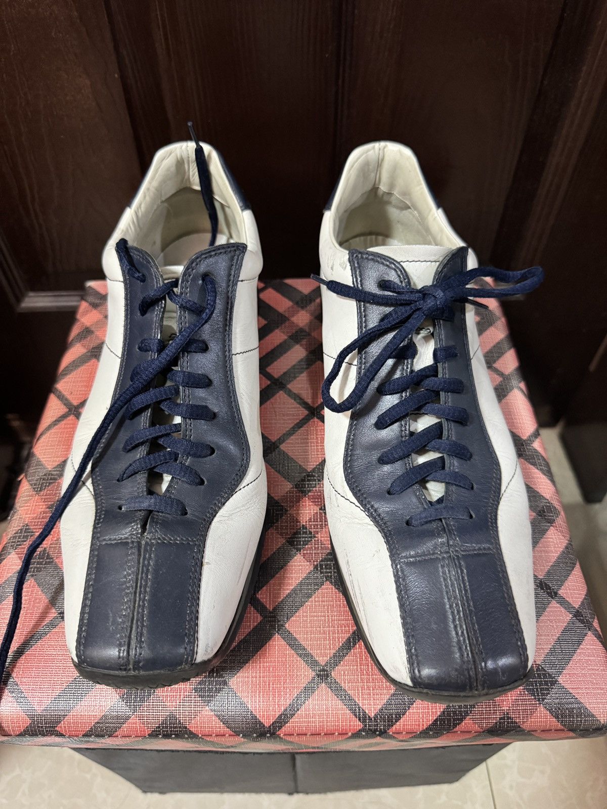 Prada Vintage Prada Silver Metallic Bowling Shoe Sneakers | Grailed