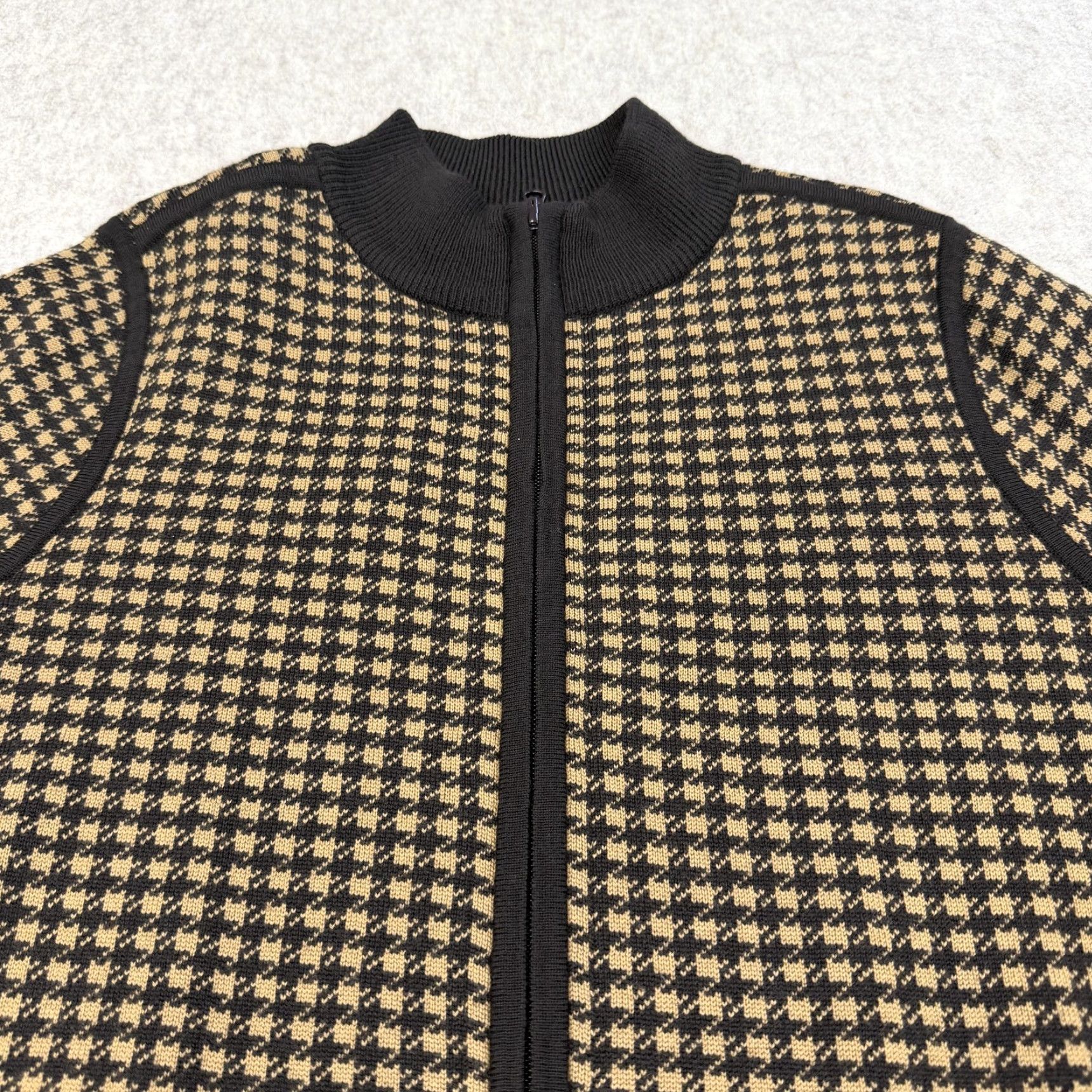 Pendleton Pendleton Sweater Womens XL Petite Brown Black Houndstooth Merino Wool Zip Mock Neck Full Zip Reversible Knitting Knit Wool Blend Nylon Size XL / US 12-14 / IT 48-50 - 3 Thumbnail