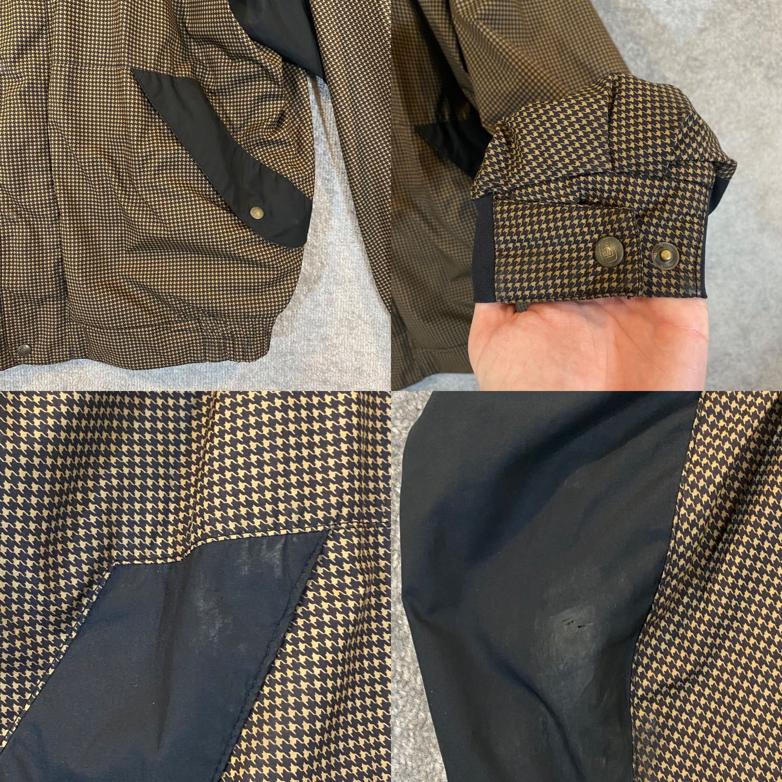Footjoy FootJoy DryJoys Jacket Mens XL Brown Houndstooth Golf Full Zip Snap Coat Retro Windbreaker Casual - Water Resistant - Pockets - Logo Size US XL / EU 56 / 4 - 8 Thumbnail