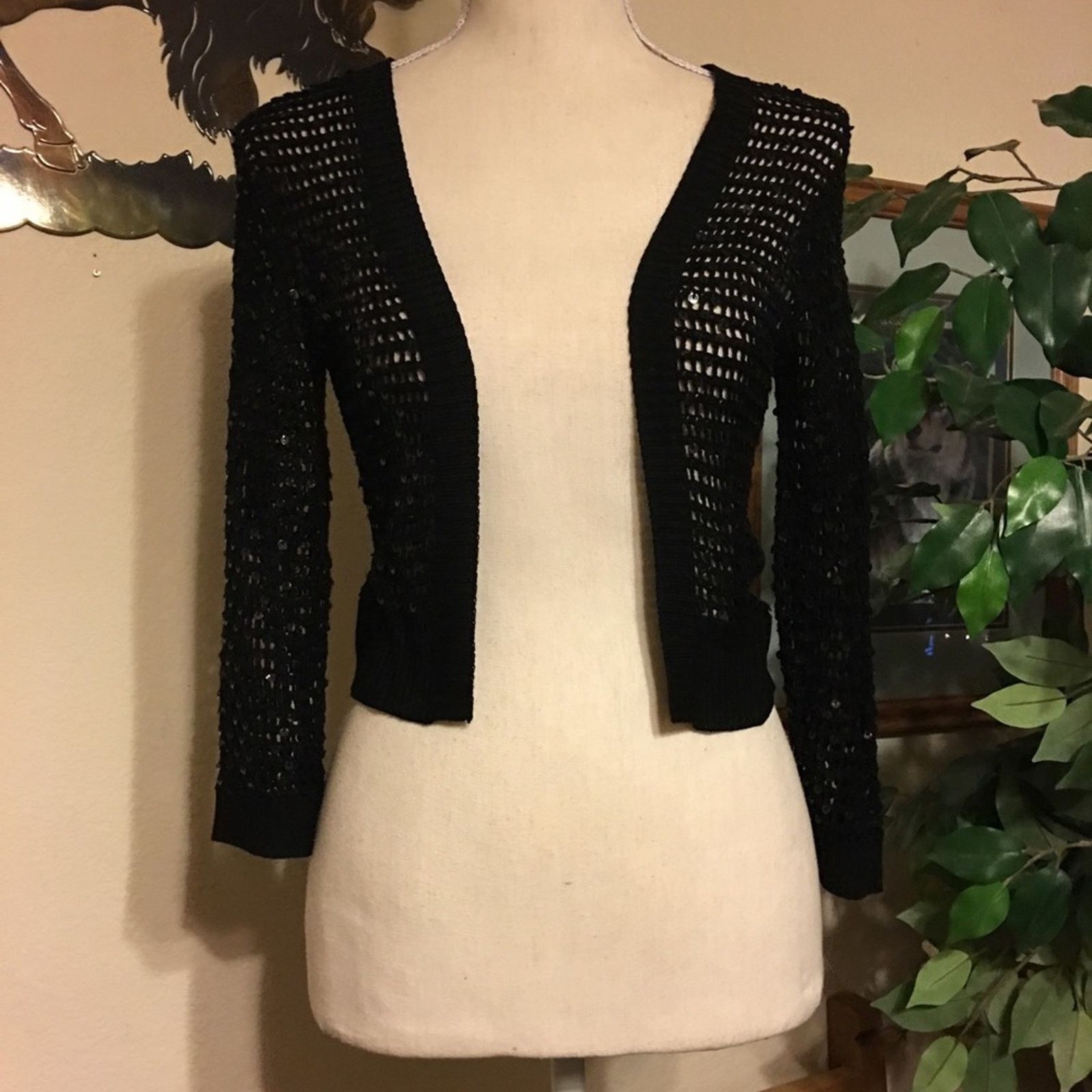 Other dm bm brand black silk knit sequin shrug bolero S Size S / US 4 / IT 40 - 1 Thumbnail