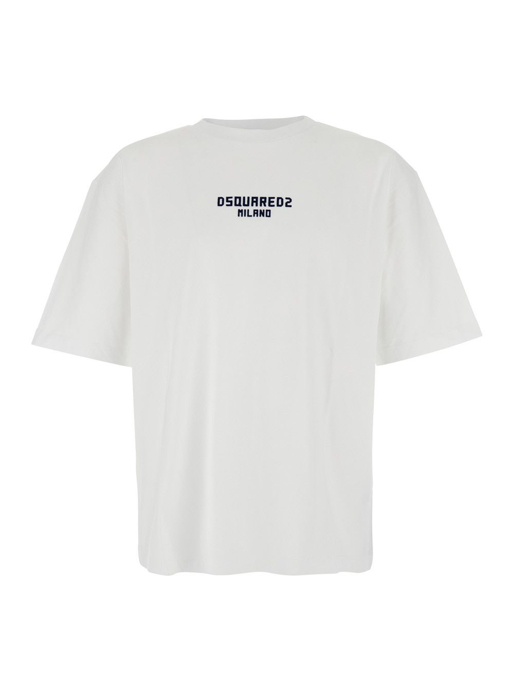 Dsquared2 White Crewneck T-Shirt with Logo Lettering on the Front in Cotton Man Size US XL / EU 56 / 4 - 1 Thumbnail