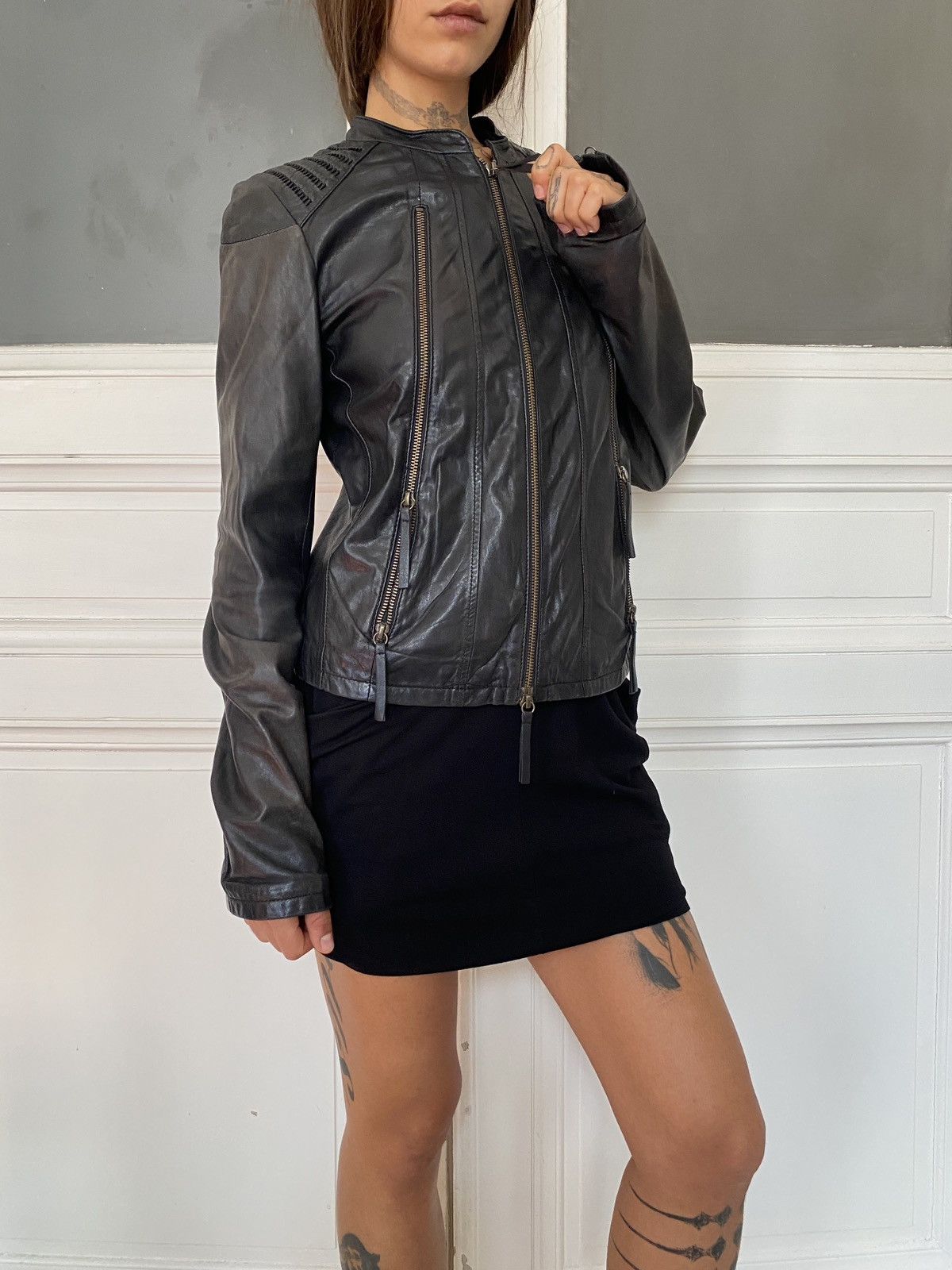 Textured leather jacket