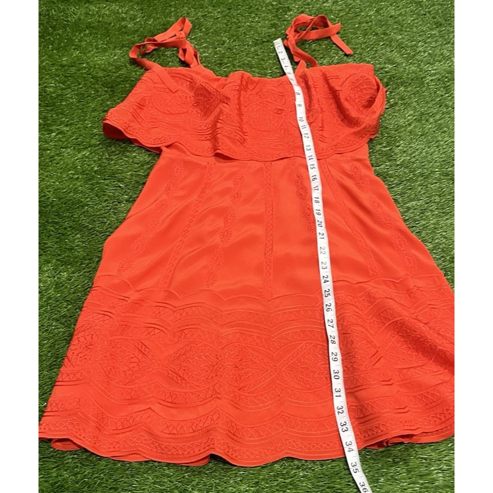 Parker PARKER Nia Orange Silk Embroidered Lace Dress Small $398 Size S / US 4 / IT 40 - 6 Thumbnail