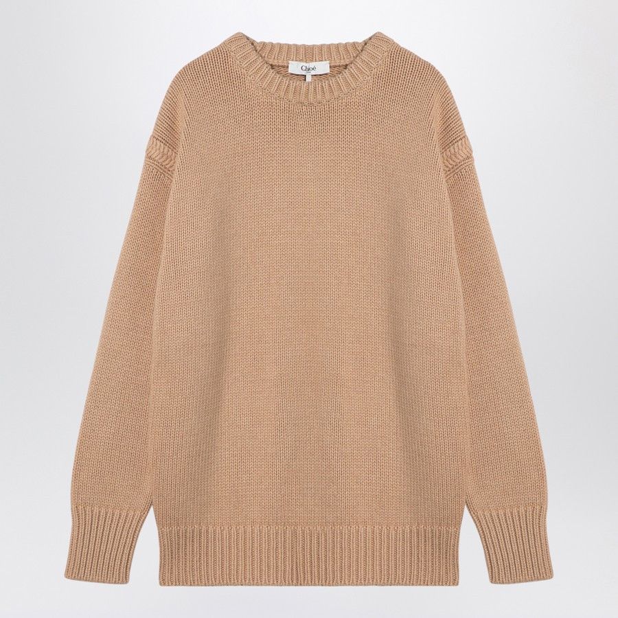 Chloe o1d2blof0824 Cashmere Cotton Jumper in Camel Size S / US 4 / IT 40 - 1 Thumbnail