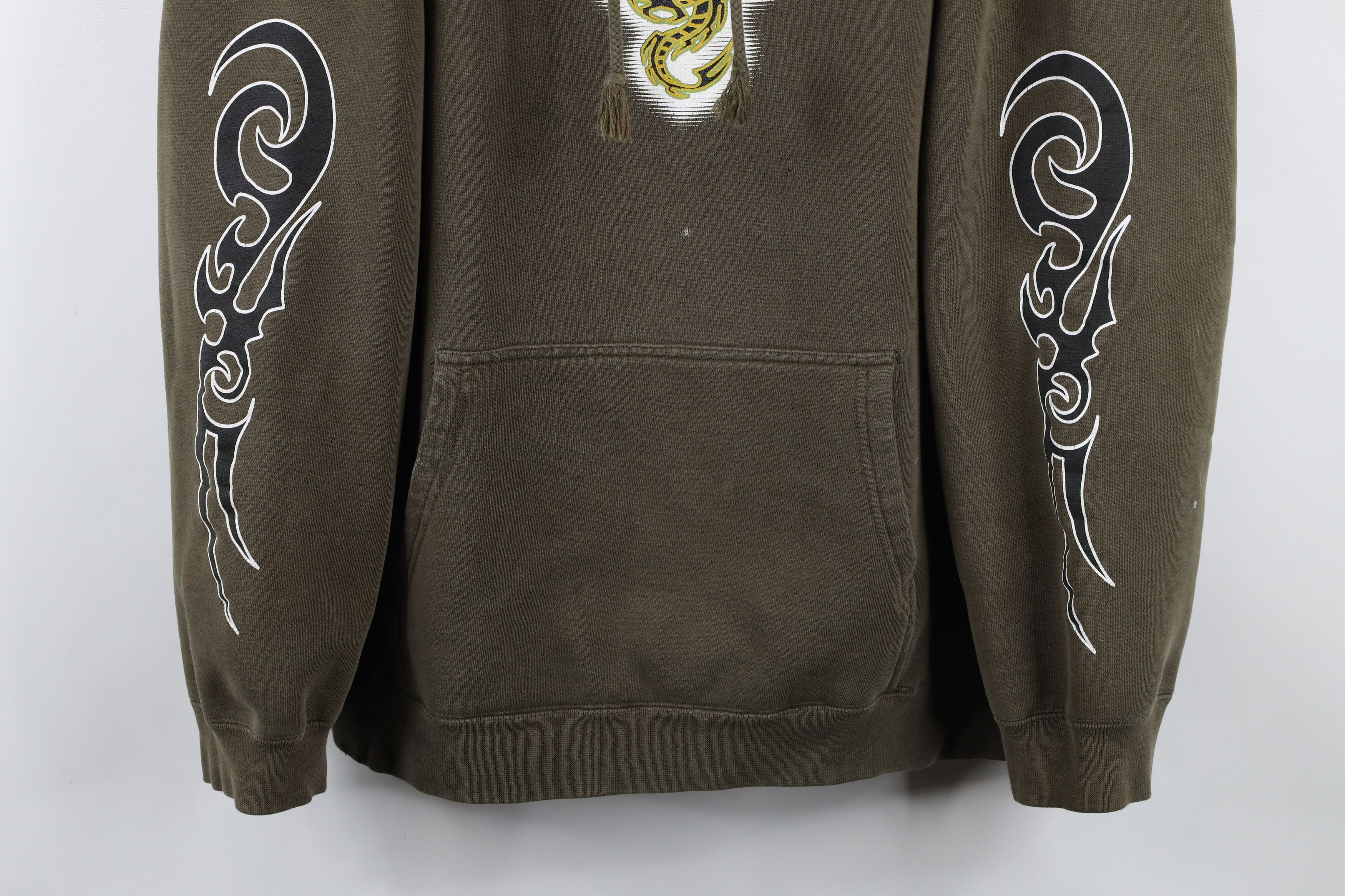 Vintage Vintage Y2K 2001 Streetwear Dragon Skull Tribal Hoodie Green Size US XL / EU 56 / 4 - 3 Thumbnail