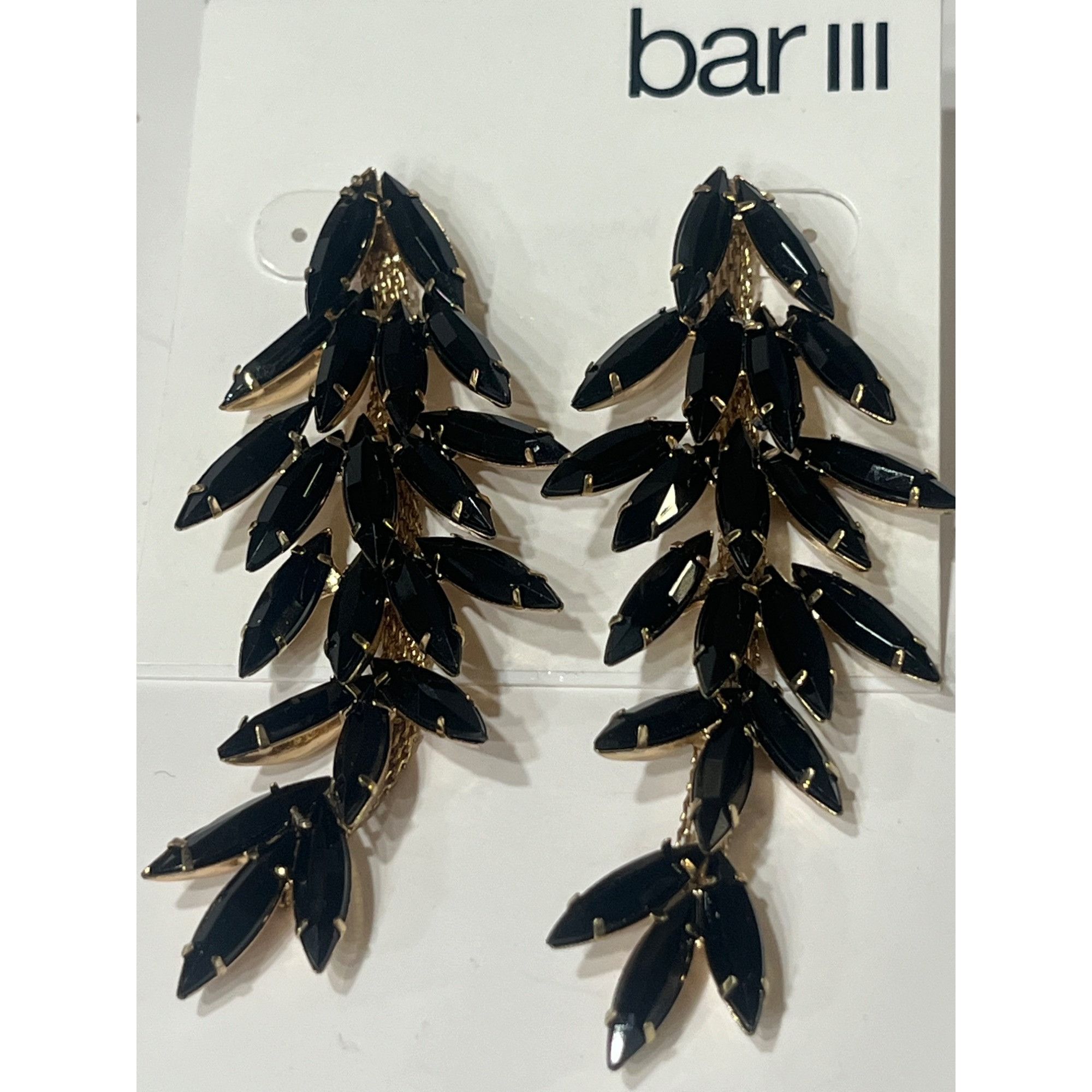Bar III Bar III Black & Gold Leaf Drop Earrings With Stud Back Size ONE SIZE - 9 Thumbnail