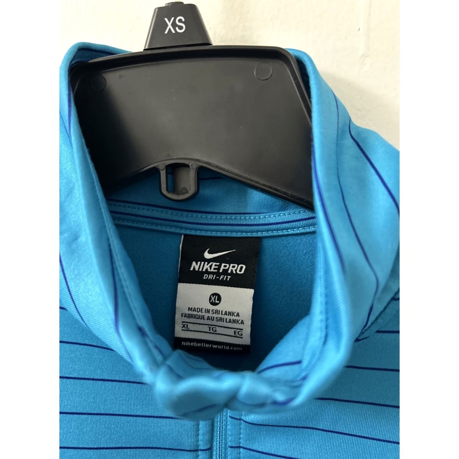 Nike Nike Pro Hyperwarm Pullover Womens XL Blue Striped 1/2 Zip Sweatshirt 642621-407 Size XL / US 12-14 / IT 48-50 - 7 Thumbnail
