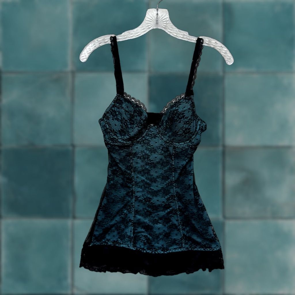 Vintage VINTAGE Rampage Camisole Slip Lingerie Small Blue Lace Cyber Goth Fairy S Womens Girls Size ONE SIZE - 1 Thumbnail