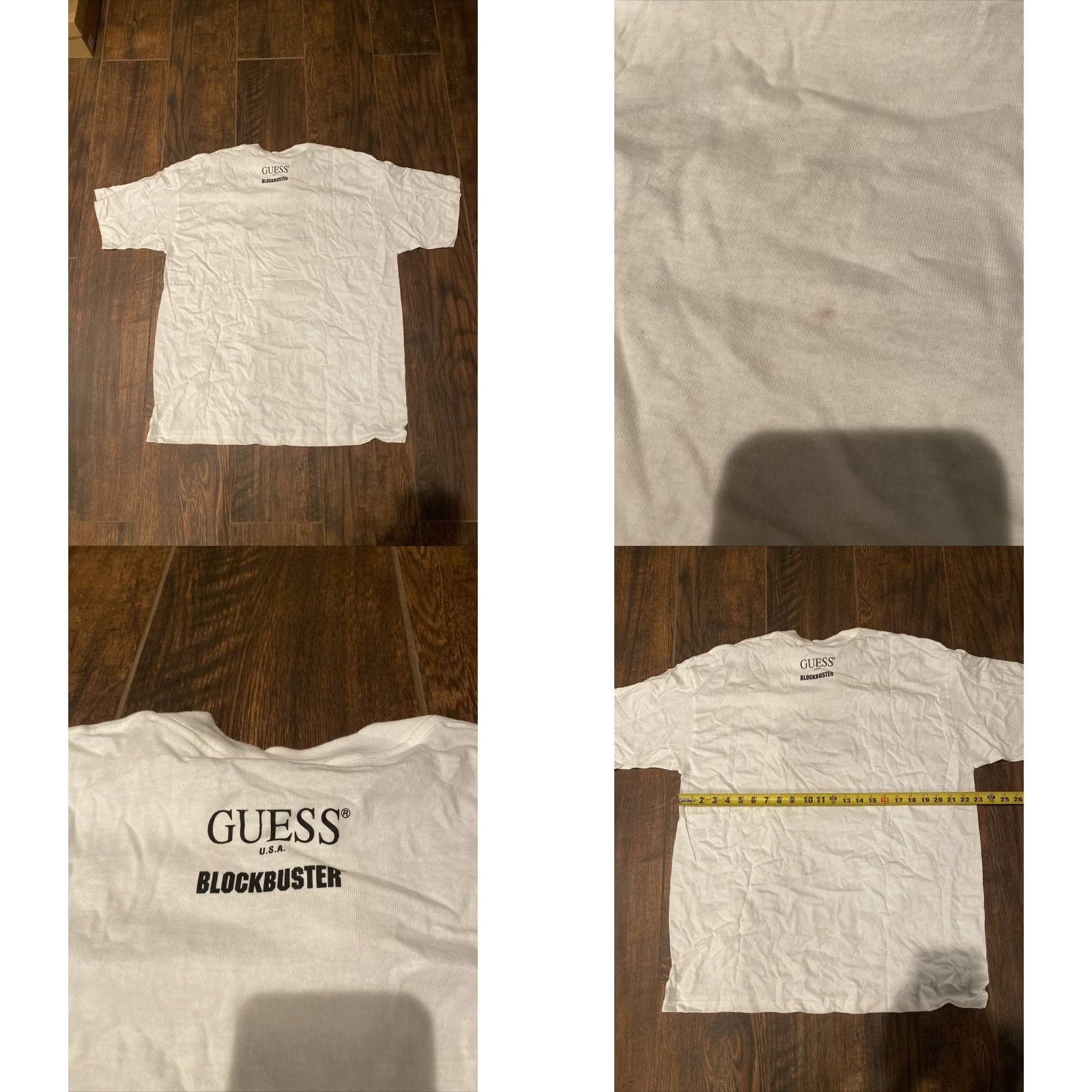 Guess VINTAGE GUESS T-Shirt Large White Unisex Adults Crew Neck Short Sleeve Blockbuster Video Logo Movie Retro TV NWT USA Size US L / EU 52-54 / 3 - 8 Thumbnail