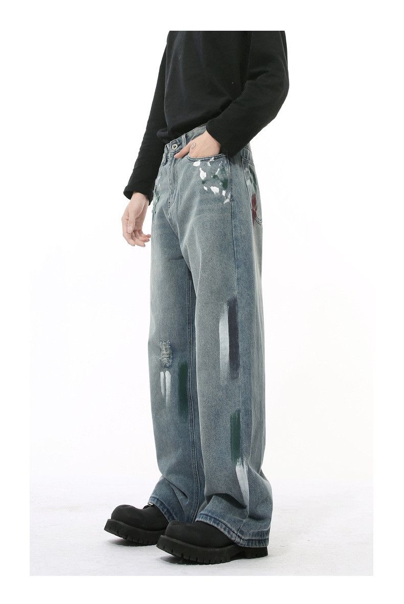 Japanese Brand × Jean Japanese retro heavy graffiti straight loose jeans Size US 32 / EU 48 - 4 Thumbnail