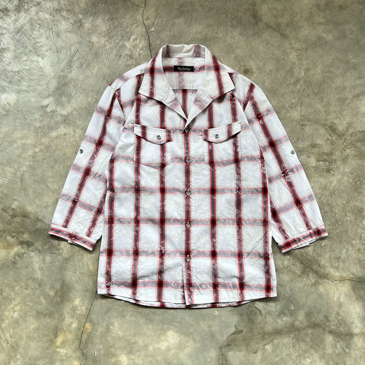 Tornado Mart 2000s Tornado Mart Plaid Floral Open Collar Shirt Size US L / EU 52-54 / 3 - 1 Thumbnail