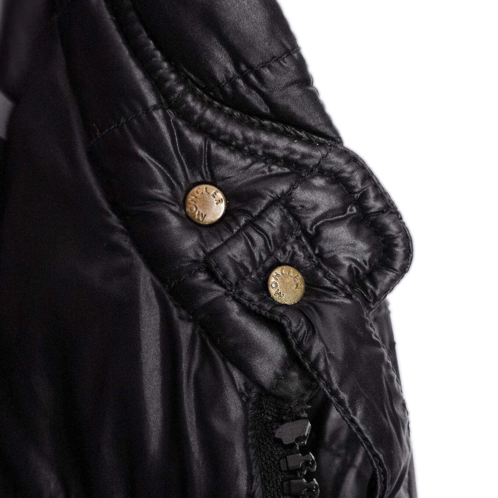 Moncler Vintage Moncler Biker Black Logo Down Puffer Jacket Size US S / EU 44-46 / 1 - 11 Thumbnail