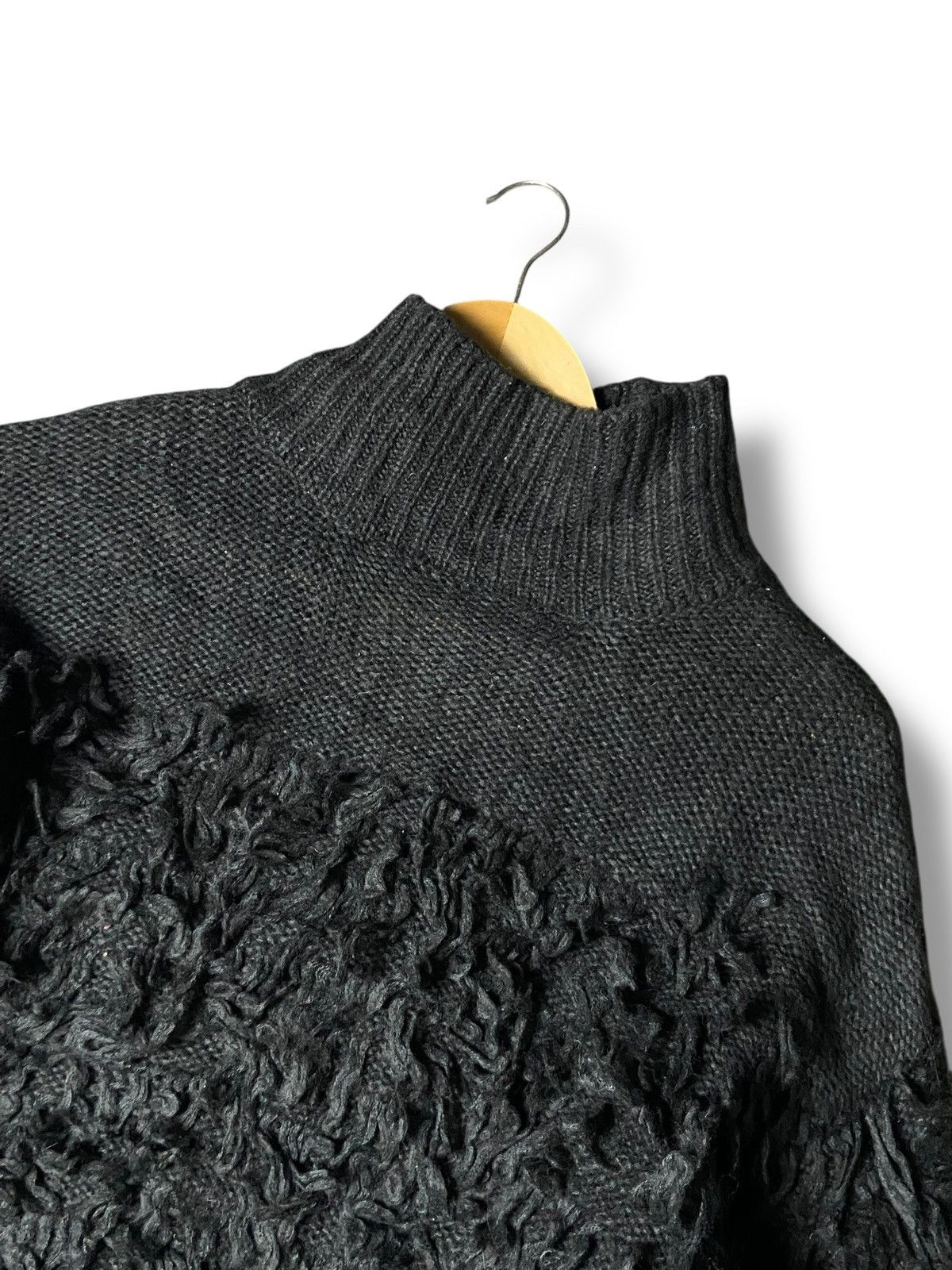 Japanese Brand Rienda Fringe Combination Knit Top (165) Size ONE SIZE - 6 Thumbnail