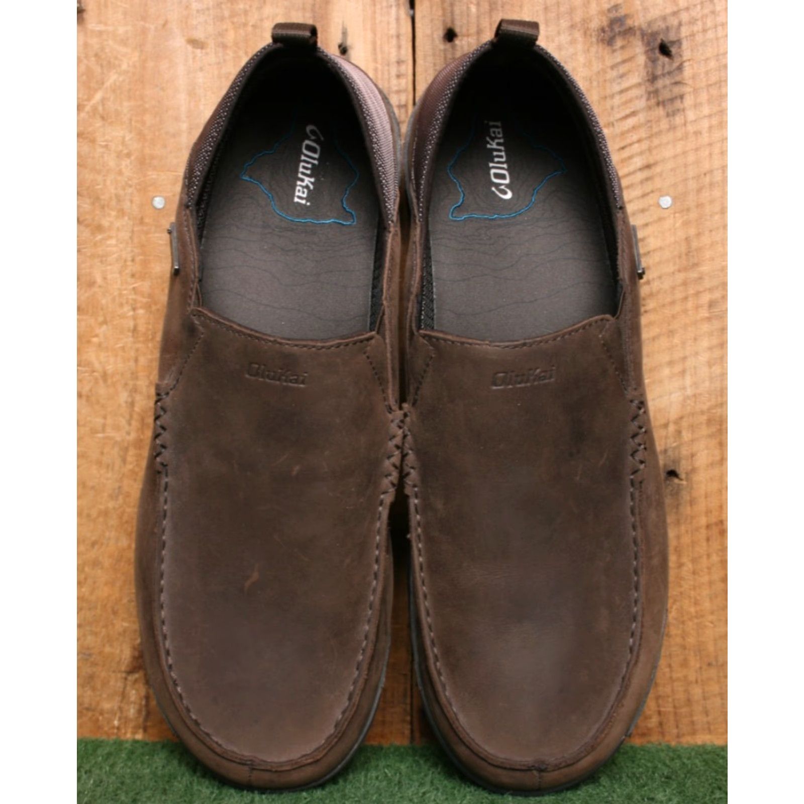 Olukai OLUKAI Na'i Waterproof Leather Slip On Loafers Brown US 14 EUR 47 Men's Size US 14 / EU 47 - 4 Thumbnail