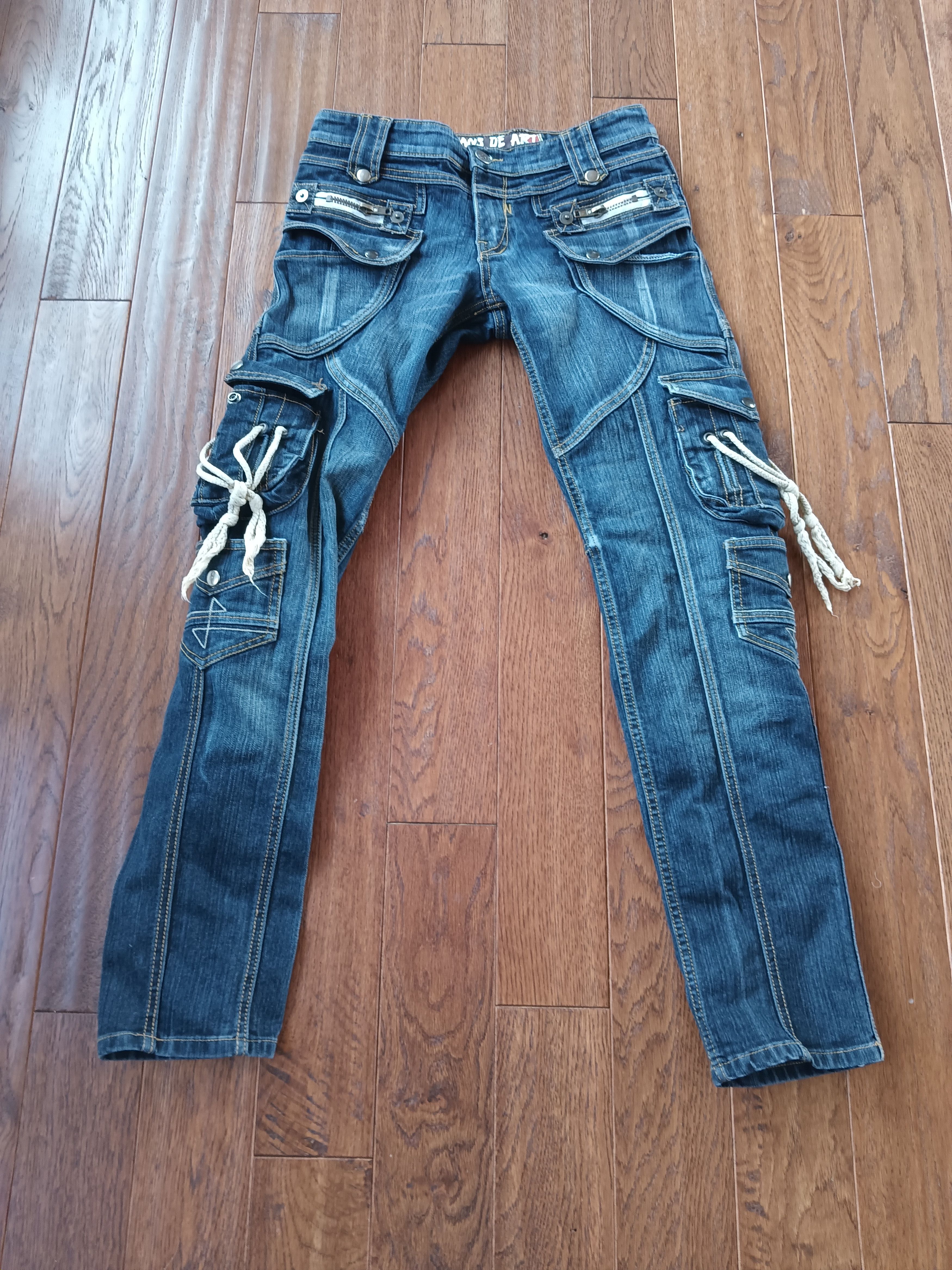 Japanese Brand Jeans De Art Waist 32-33 Zips Ropes Pockets Inseam 31.5 Size US 32 / EU 48 - 1 Thumbnail