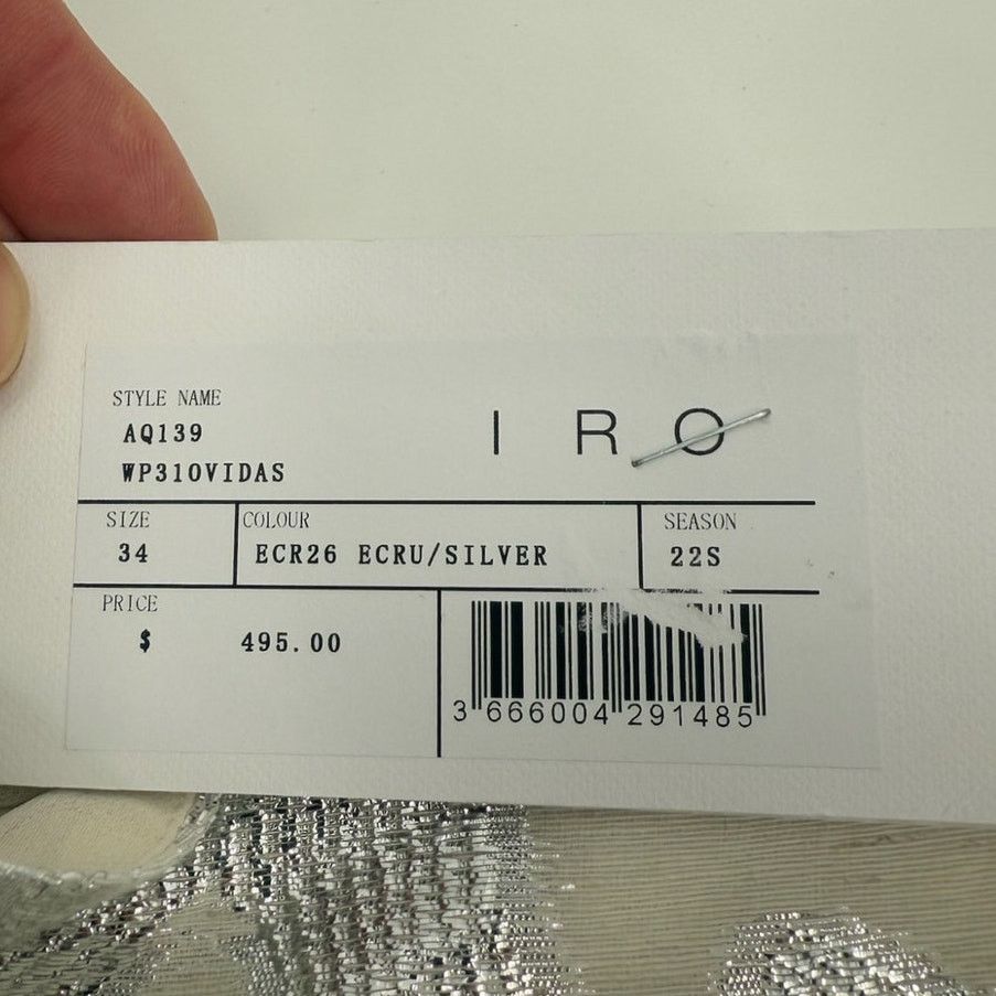 Iro NWT IRO Ovidas Ecru Silver Metallic Jacquard Ruffled Skirt Size 24" / US 00 / IT 34 - 3 Thumbnail