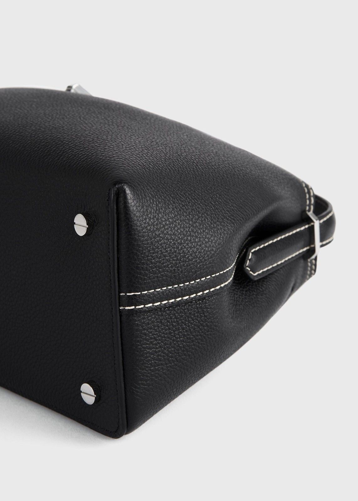 Toteme TOTEME T-Lock Black/Silver Grained Leather Top Handle Size ONE SIZE - 4 Thumbnail