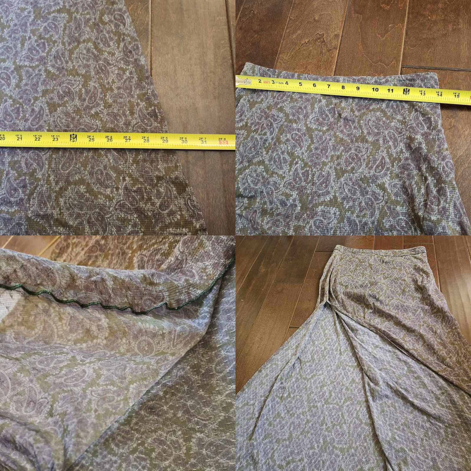 Vintage Mimi Chica Skirt Maxi Women's Brown Floral Slit Size M Size 32" / US 10 / IT 46 - 8 Thumbnail