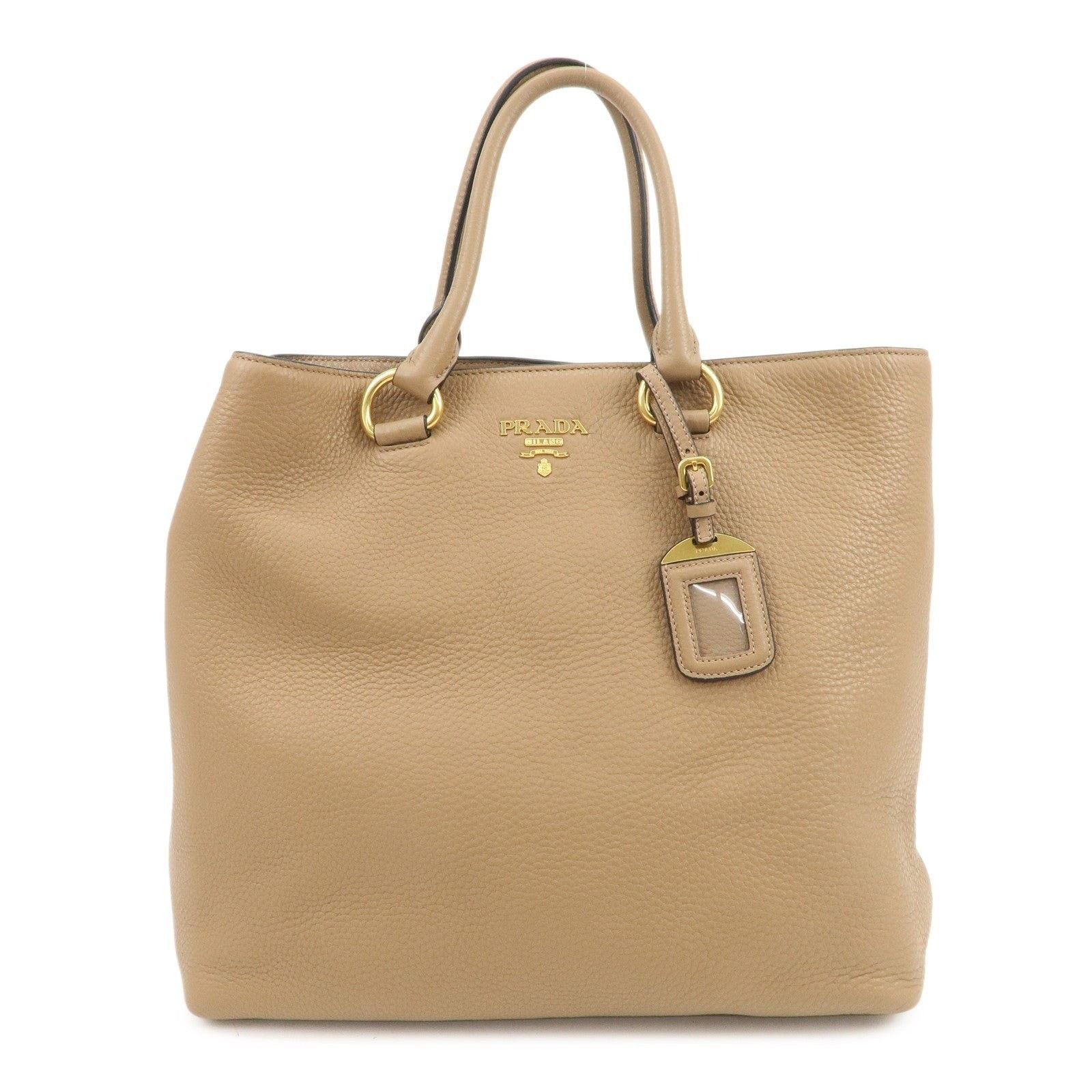 Prada Prada Logo Leather Tote Tan Size ONE SIZE - 1 Thumbnail